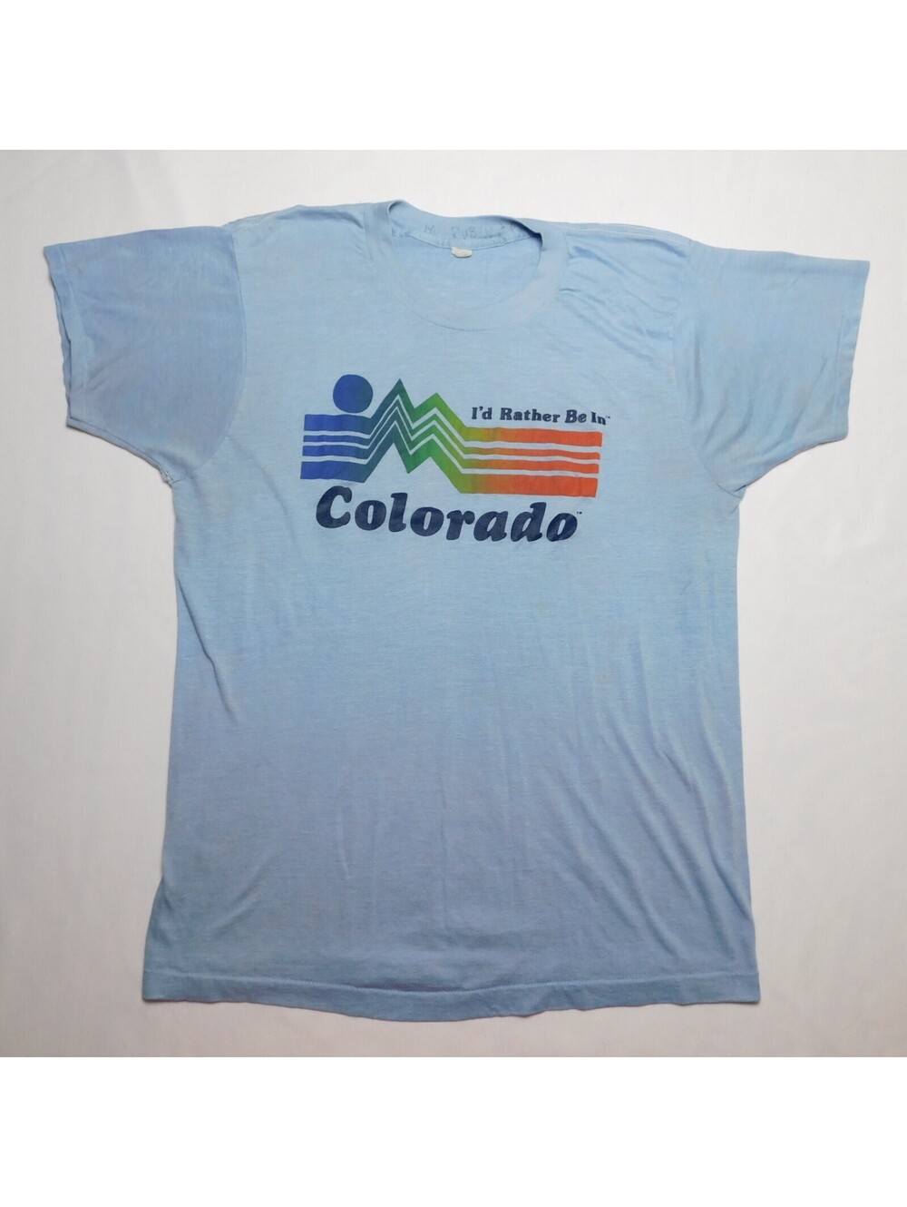 Vintage 1980s Id Rather Be In Colorado T Shirt Large L Sun Rainbow Mountains Thi